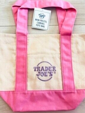 NWT- Tradee Joe's Pink & Cream Canvas Tote Bag